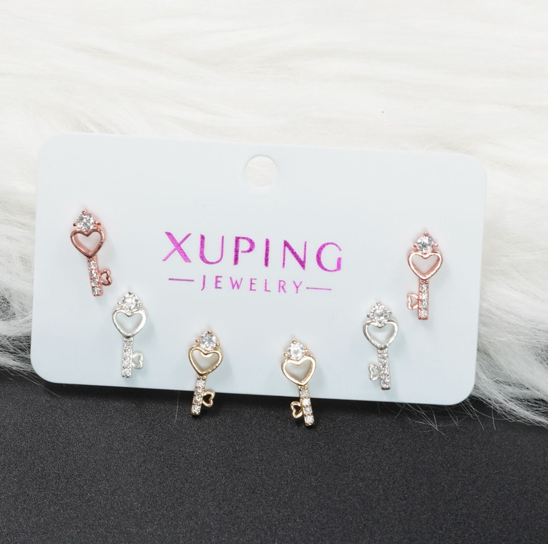 TOPO TRIO RODIO LLAVE CORAZON 3 OROS